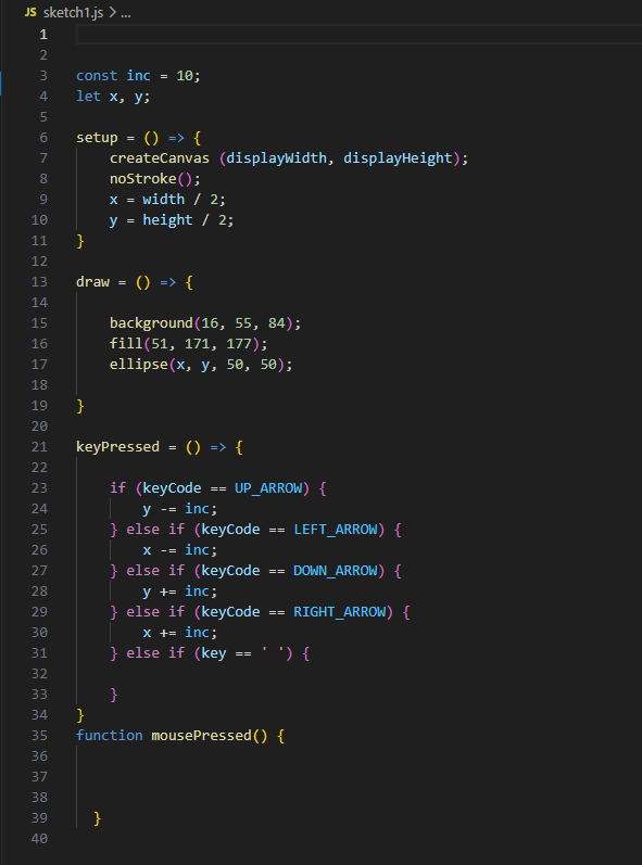 I really liked playing with the example code for this project and kept iterating changing values.