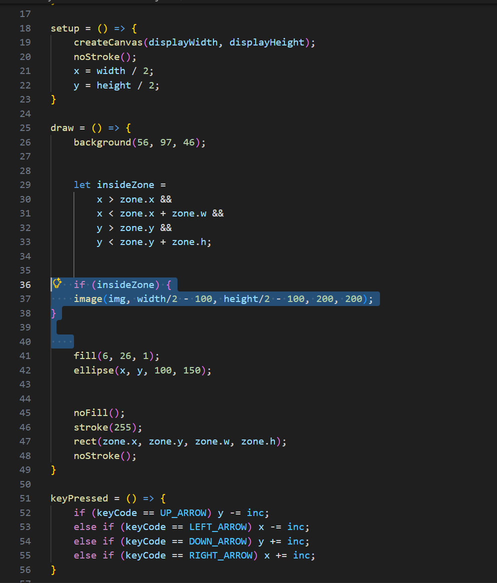 At this point I had a burst of inspiration for what my code might look like so I continued to refine it.