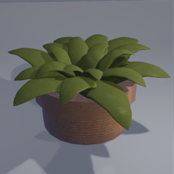 This succulent is a green version of the felt plant. This model taught me a lot about assembling an object together and having it make sense on every plane.