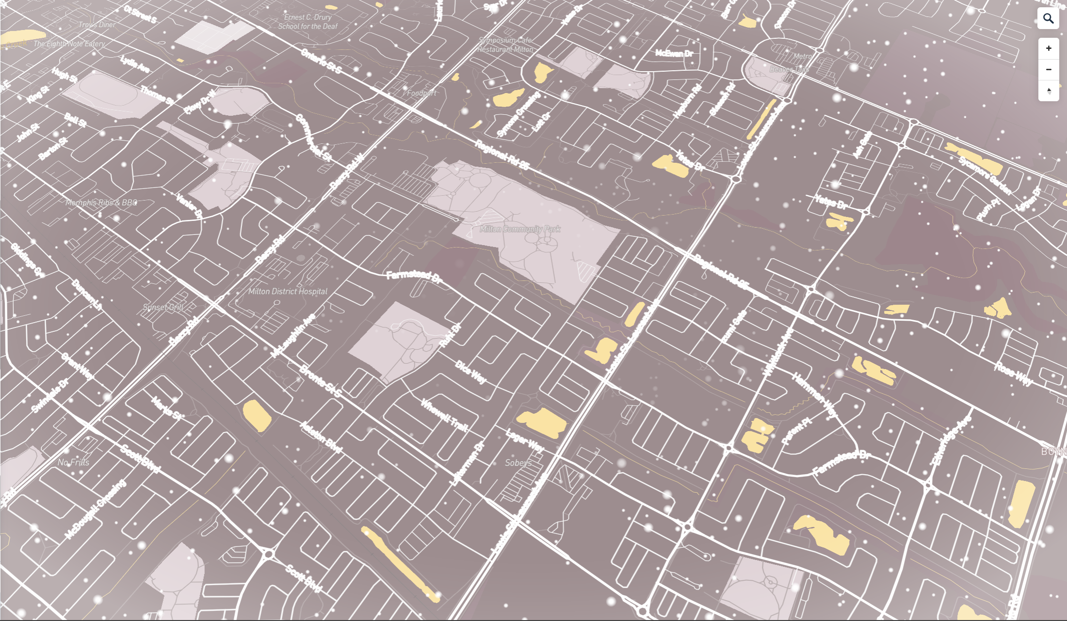 This colour scheme suffers the opposite issue of being too washed out and similar, it's hard to see the different areas, especially in the snow.